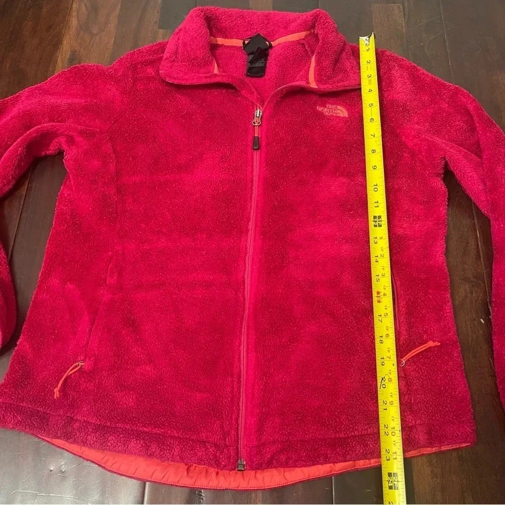 The North Face Jacket Women’s Large Pink Fuzzy Fleece Sweater Logo Osito Coat - Picture 7 of 9